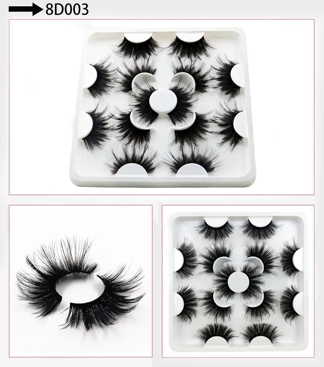 7 Pairs of 25mm Mink Eyelashes in Bulk, Russian Fluffy Natural False Eyelashes, 8 Pairs of 3D Natural False Eyelashes in Bulk