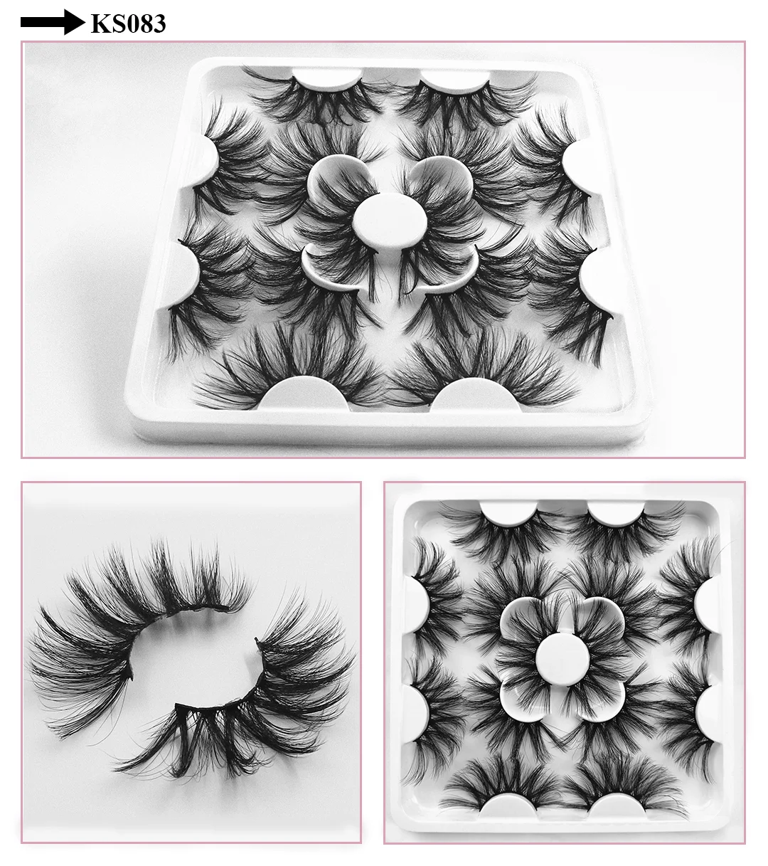 7 Pairs of 25mm Mink Eyelashes in Bulk, Russian Fluffy Natural False Eyelashes, 8 Pairs of 3D Natural False Eyelashes in Bulk