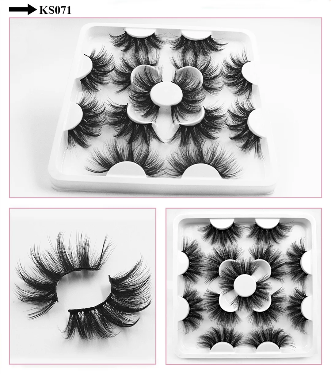 7 Pairs of 25mm Mink Eyelashes in Bulk, Russian Fluffy Natural False Eyelashes, 8 Pairs of 3D Natural False Eyelashes in Bulk