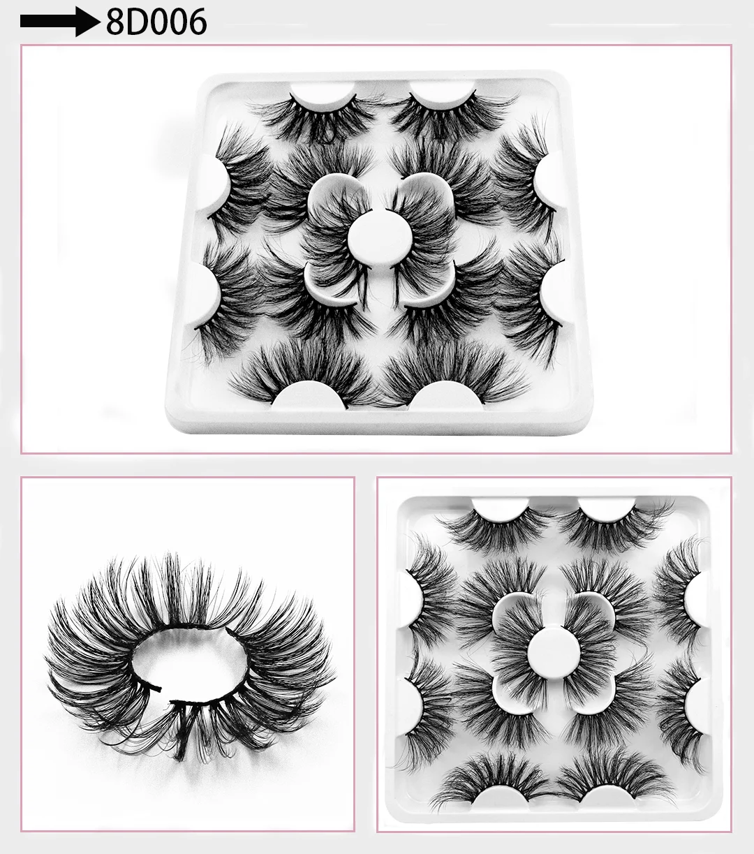 7 Pairs of 25mm Mink Eyelashes in Bulk, Russian Fluffy Natural False Eyelashes, 8 Pairs of 3D Natural False Eyelashes in Bulk