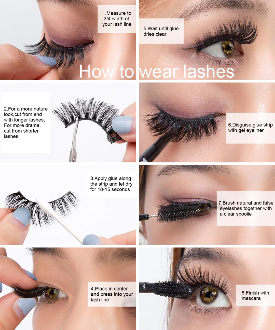 7 Pairs of 25mm Mink Eyelashes in Bulk, Russian Fluffy Natural False Eyelashes, 8 Pairs of 3D Natural False Eyelashes in Bulk