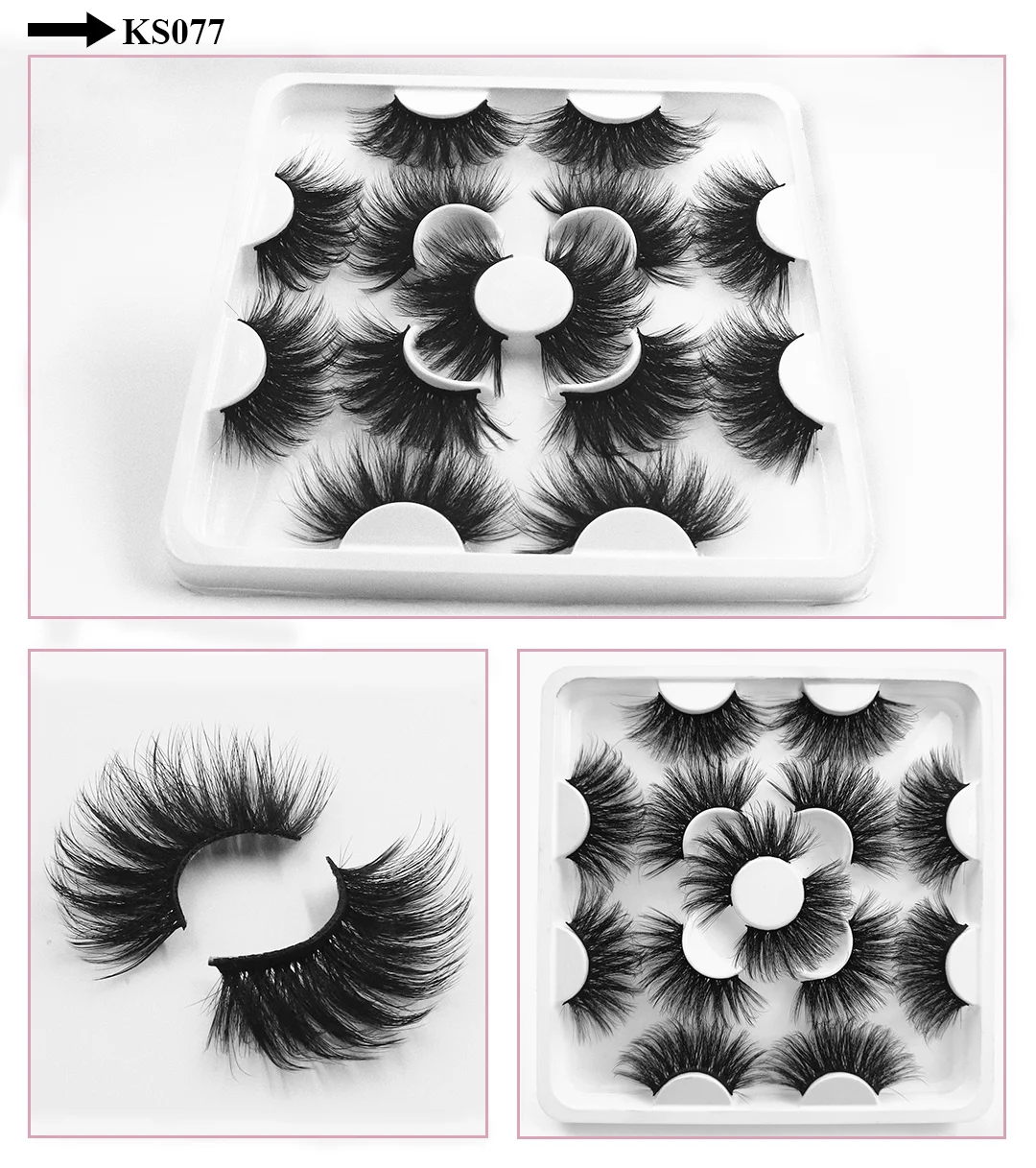 7 Pairs of 25mm Mink Eyelashes in Bulk, Russian Fluffy Natural False Eyelashes, 8 Pairs of 3D Natural False Eyelashes in Bulk