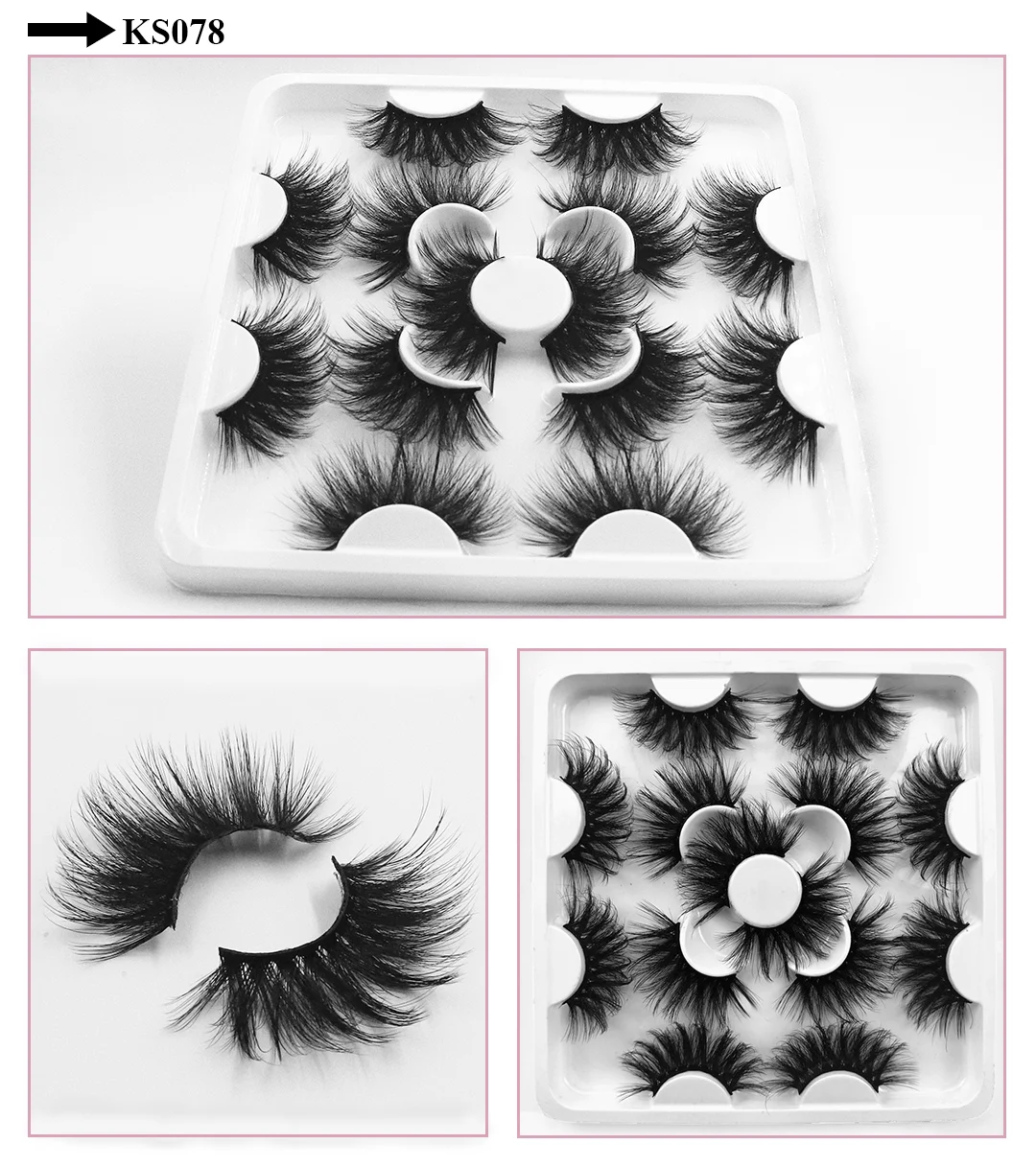 7 Pairs of 25mm Mink Eyelashes in Bulk, Russian Fluffy Natural False Eyelashes, 8 Pairs of 3D Natural False Eyelashes in Bulk