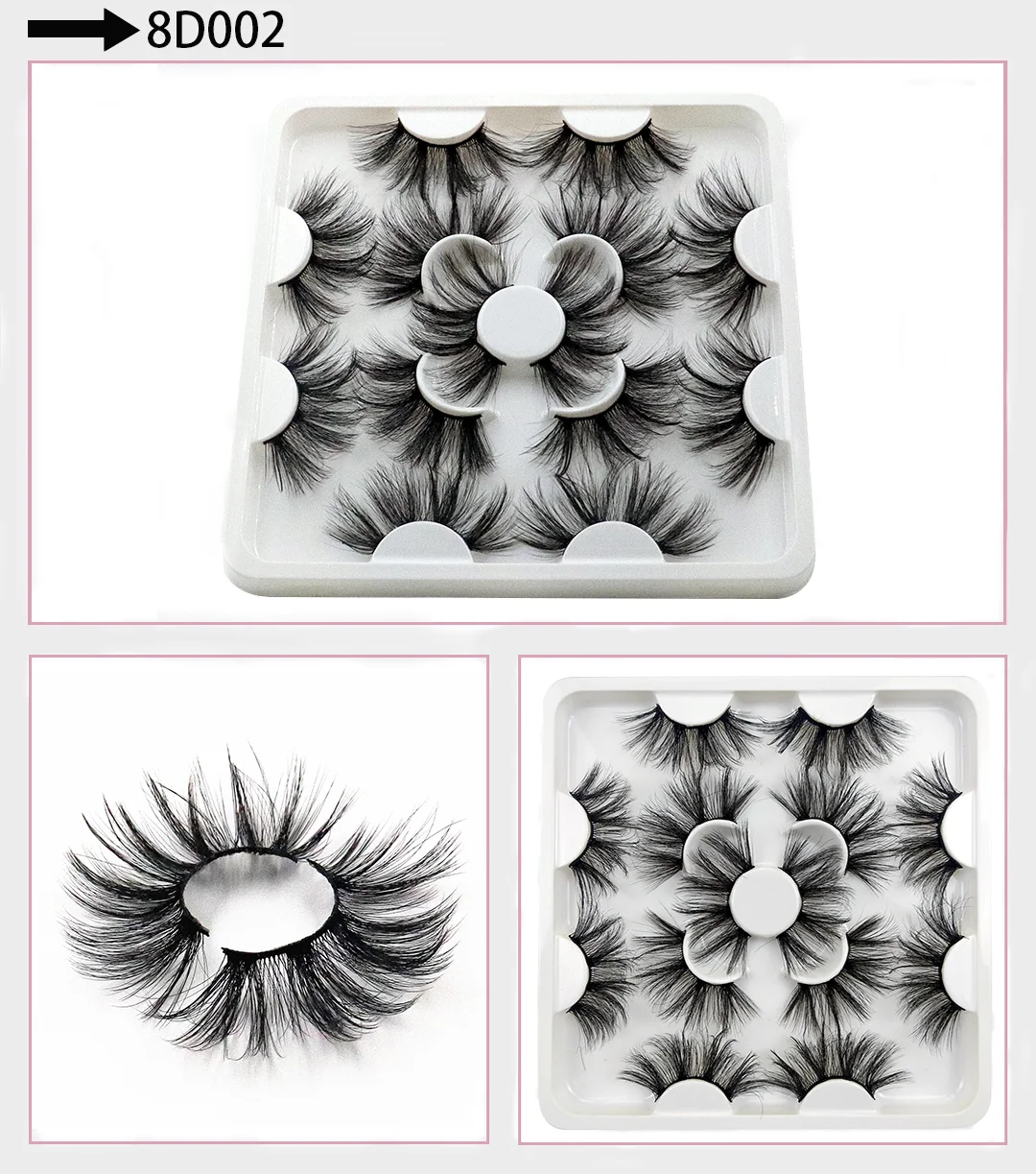 7 Pairs of 25mm Mink Eyelashes in Bulk, Russian Fluffy Natural False Eyelashes, 8 Pairs of 3D Natural False Eyelashes in Bulk