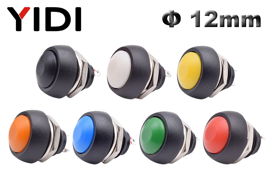 5/10pcs PBS 33B Mini Samll Plastic Push Button Round Head ON OFF Momentary Switch 2 Pin 12mm Waterproof Power Reset Non-locking