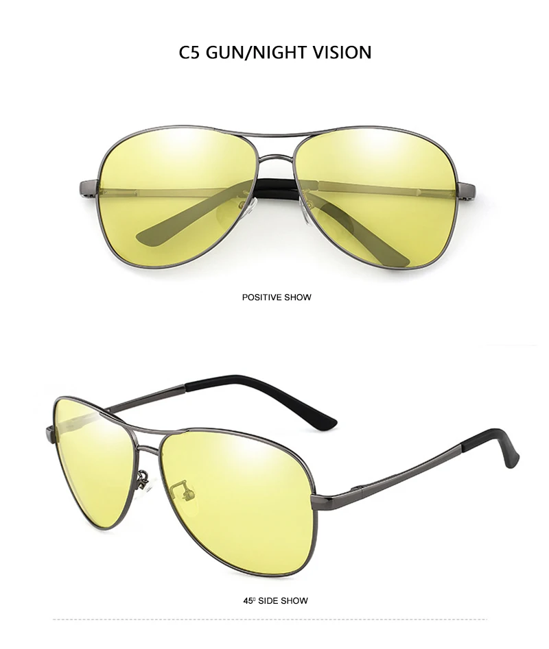 Classic Pilot Photochromic Sunglasses Men Women Fashion Chameleon Polarized Sun Glasses Male Driving Change Color Night Vision