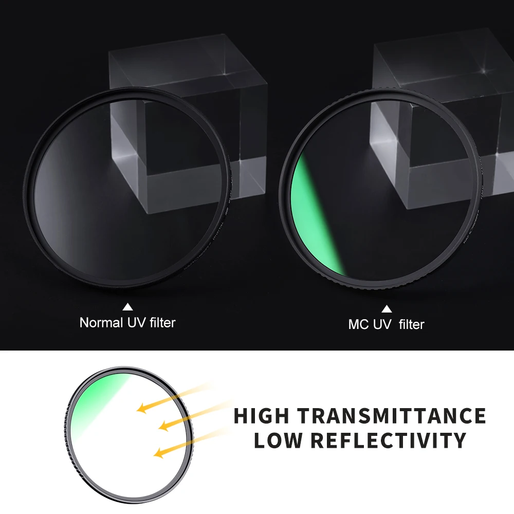 K&F CONCEPT UV Filter Lens MC Ultra Slim Optics with Multi Coated Protection 37mm 39mm 49mm 52mm 58mm 62mm 67mm 77mm 82mm 86mm