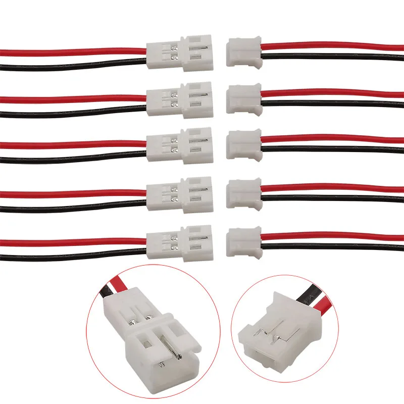 5Pair PH2.0 2Pin JST Wire Connectors Pitch 2.0mm JST 2P Micro Male Plug Female Jack DIY Electrical Cable Adapter 10/15/ 20CM