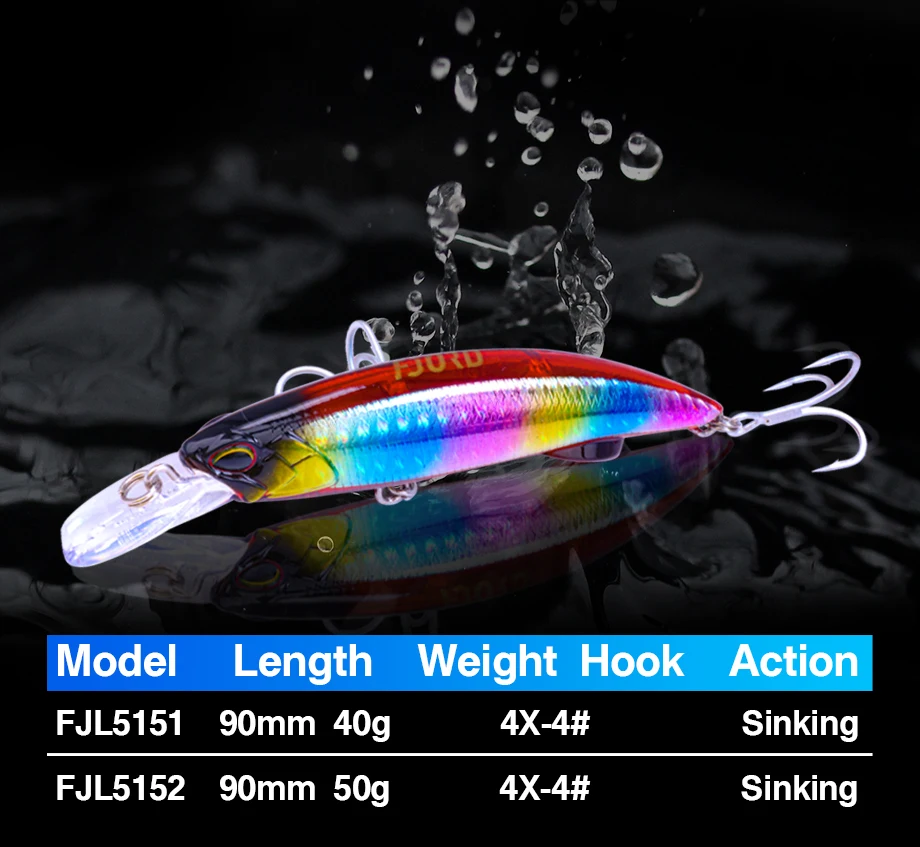 FJORD Heavy Minnow 90S 40g 50g Saltwater Sea Fishing Lure Submarine Shot Professional Artificial Bait Fishing Accessories