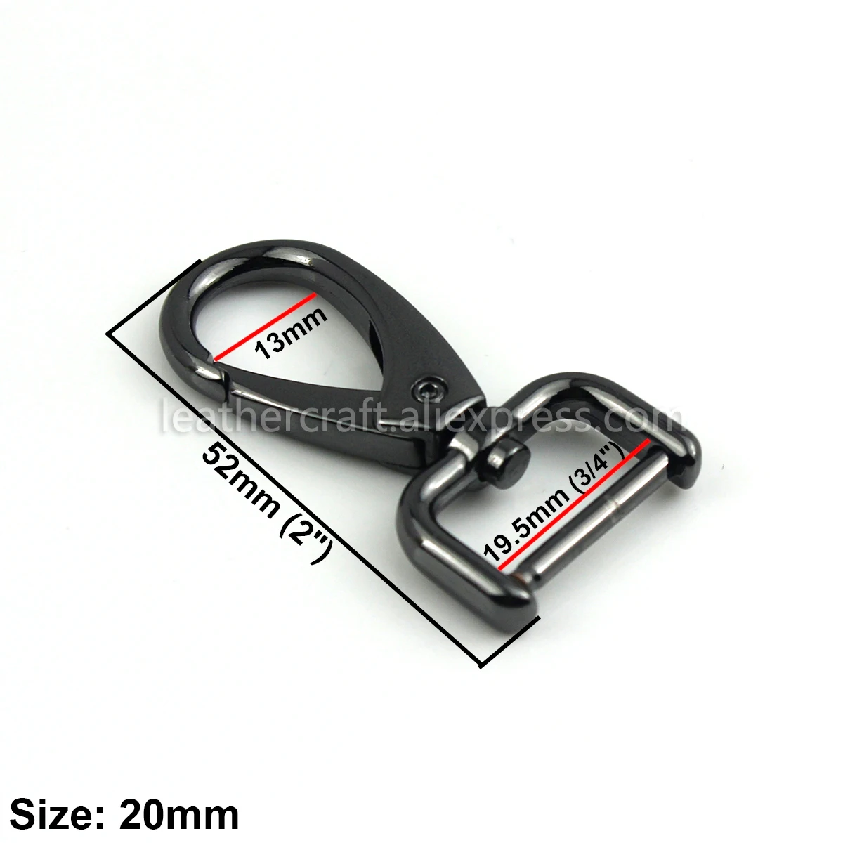 1piece Metal Detachable Snap Hook Trigger Clips Buckles for Leather Strap/ Belt Keychain Webbing Pet Leash Hooks 5 Sizes