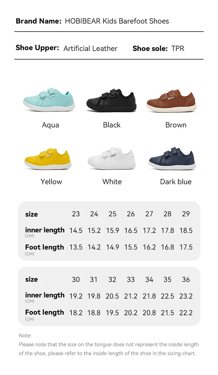 HOBIBEAR Kids Barefoot Sneakers | Hook Loop | Wide Toe Shoes | Artificial Leather Minimalist Lightweight Sneakers