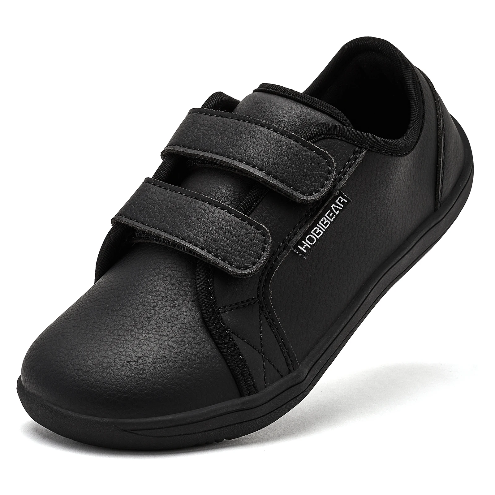 HOBIBEAR Kids Barefoot Sneakers | Hook Loop | Wide Toe Shoes | Artificial Leather Minimalist Lightweight Sneakers