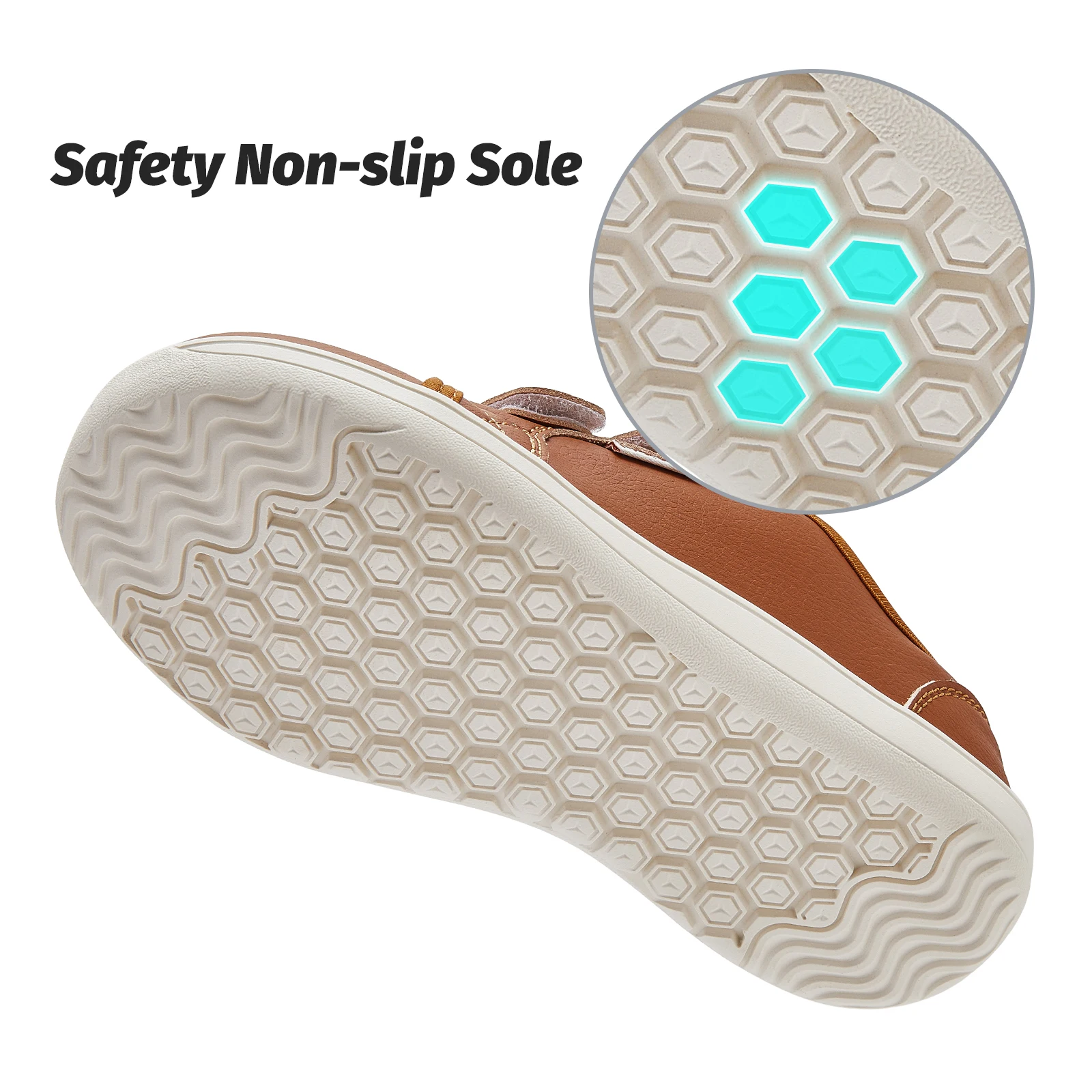 HOBIBEAR Kids Barefoot Sneakers | Hook Loop | Wide Toe Shoes | Artificial Leather Minimalist Lightweight Sneakers