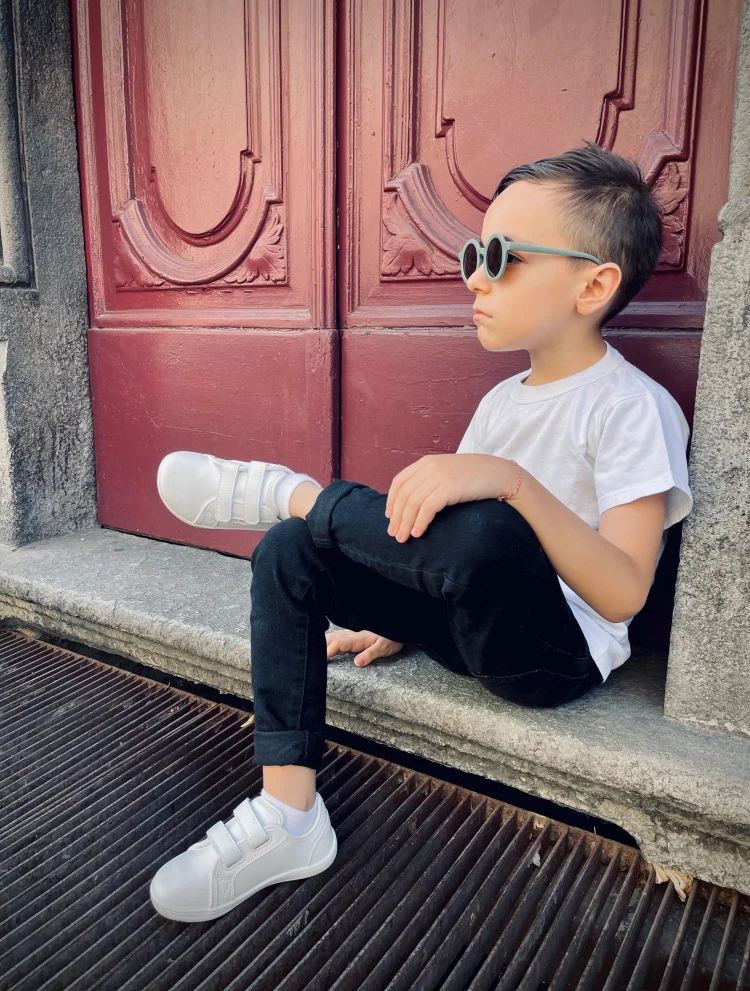 HOBIBEAR Kids Barefoot Sneakers | Hook Loop | Wide Toe Shoes | Artificial Leather Minimalist Lightweight Sneakers