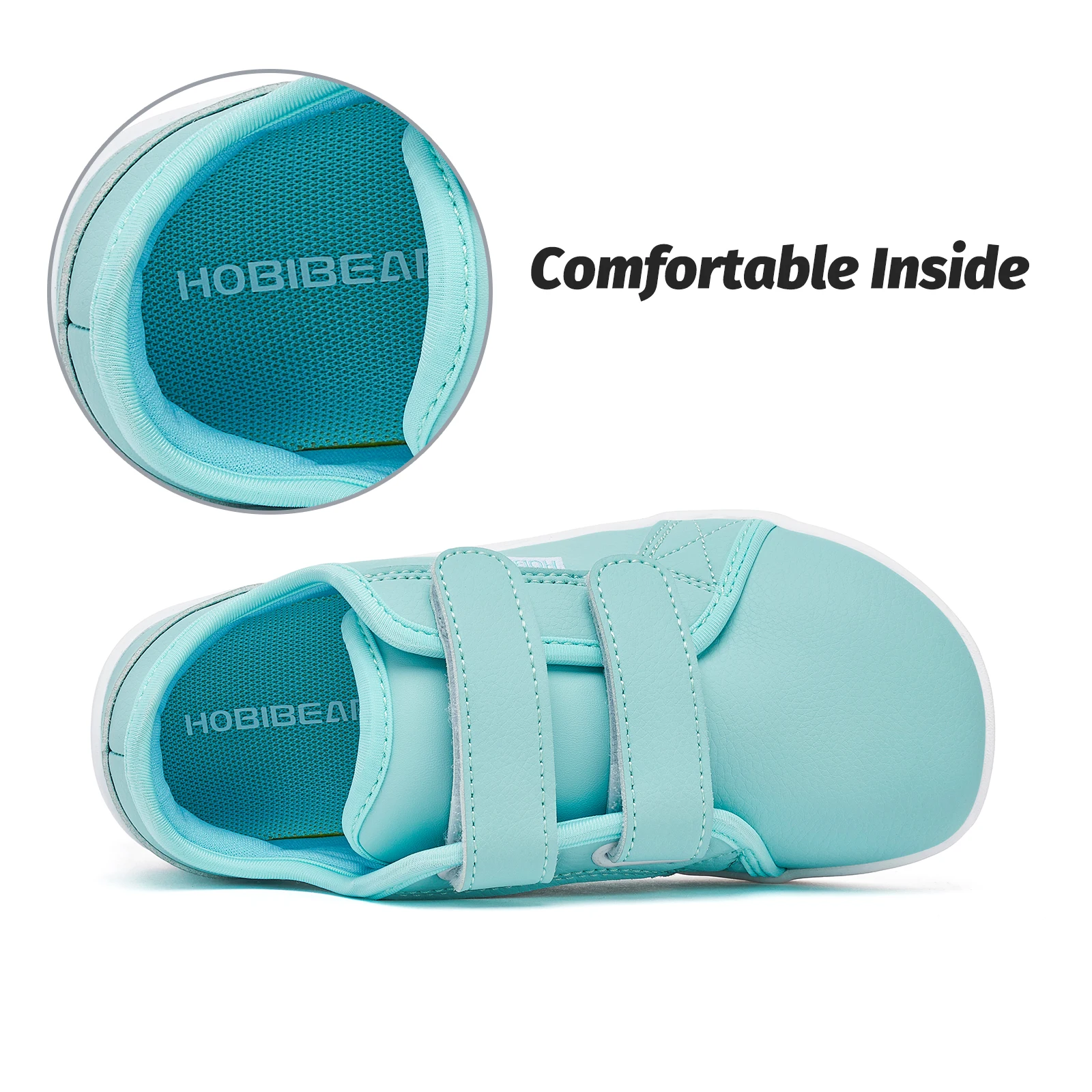 HOBIBEAR Kids Barefoot Sneakers | Hook Loop | Wide Toe Shoes | Artificial Leather Minimalist Lightweight Sneakers