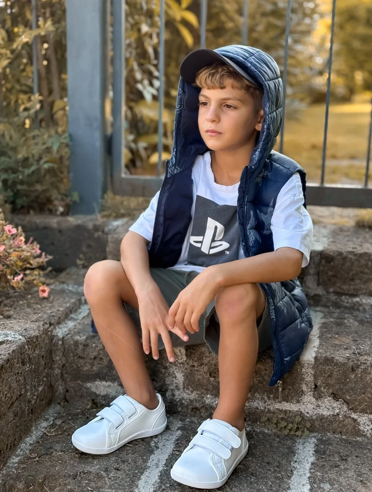 HOBIBEAR Kids Barefoot Sneakers | Hook Loop | Wide Toe Shoes | Artificial Leather Minimalist Lightweight Sneakers