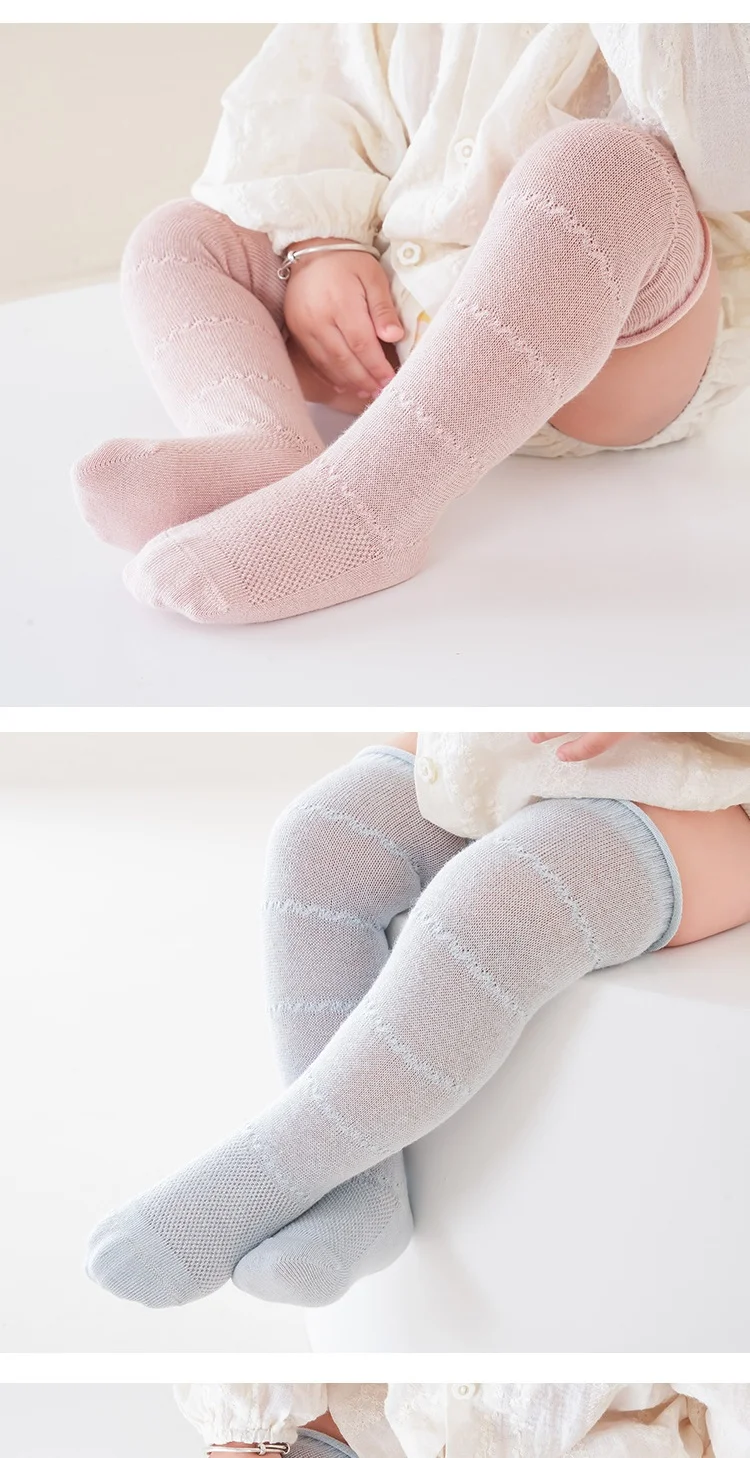 5 Pairs/lot Kids Hollow Out Long Socks Summer Thin Mesh Knee High Princess Sock Infant Toddler Cotton Boneless Socks 0-5 Years