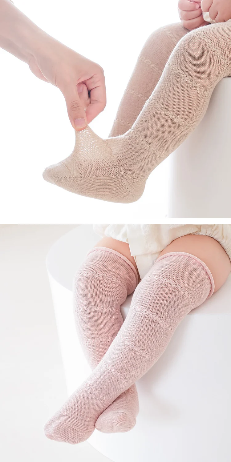 5 Pairs/lot Kids Hollow Out Long Socks Summer Thin Mesh Knee High Princess Sock Infant Toddler Cotton Boneless Socks 0-5 Years