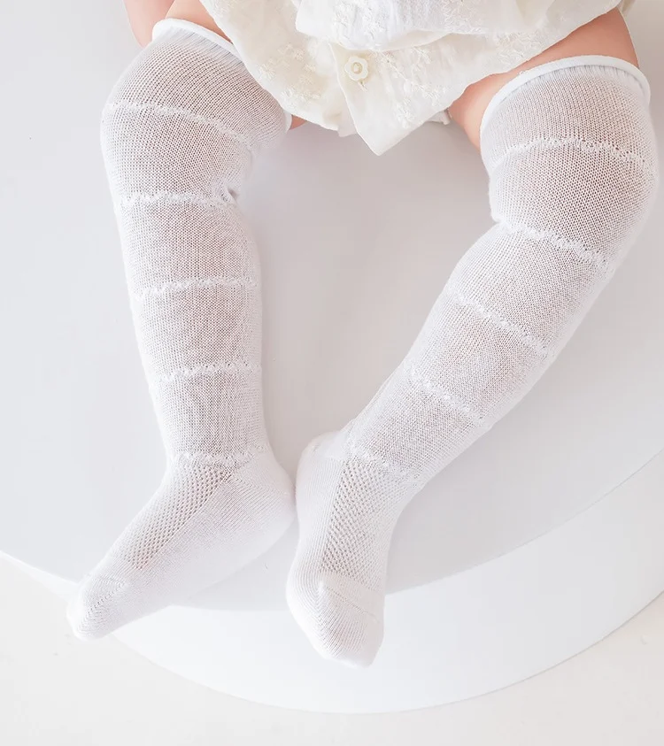 5 Pairs/lot Kids Hollow Out Long Socks Summer Thin Mesh Knee High Princess Sock Infant Toddler Cotton Boneless Socks 0-5 Years