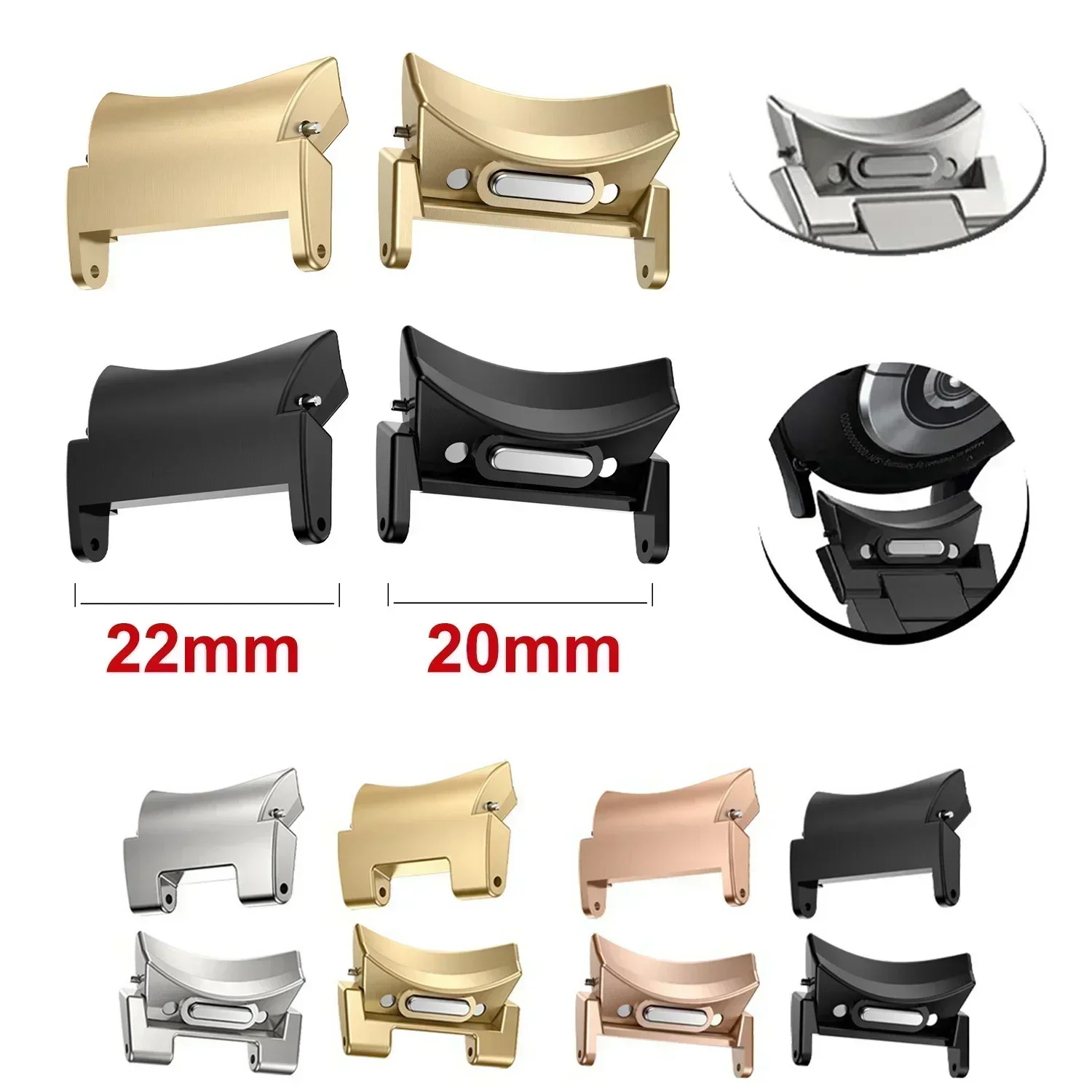 2PCS Quick Fit Adapter for Samsung Galaxy Watch 7 6 44 40mm 6 Classic 47 43mm Accessories Stainless Steel Connector 4/5/pro Band