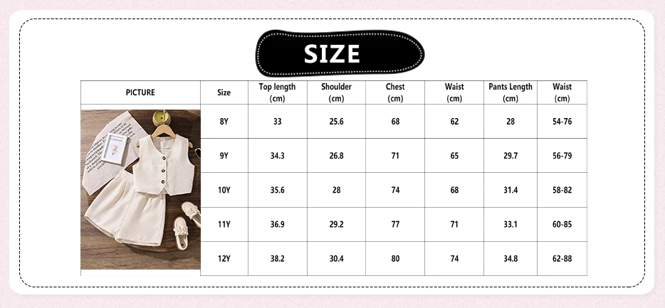 Summer Solid Color Two-Pieces Set White V-Neck Sleeveless Top Shorts 8-12 Yesrs Simple Style Kids Sets For Girls
