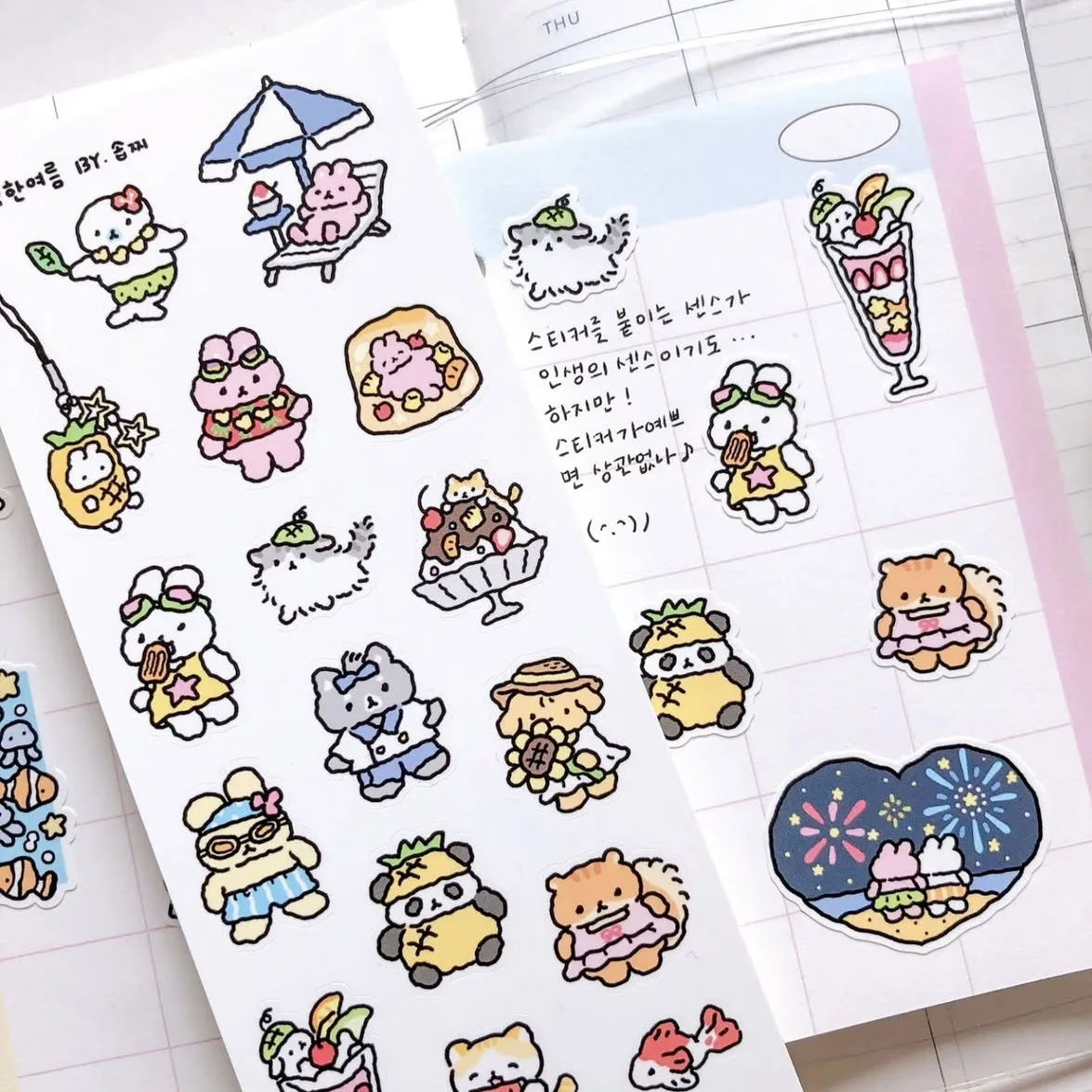 Cartoon Stickers Korean Cute Graffiti Style Rabbit Stickers Kawaii Cartoon Animal Stickers Hand Account Diary Scrapbook Stickers