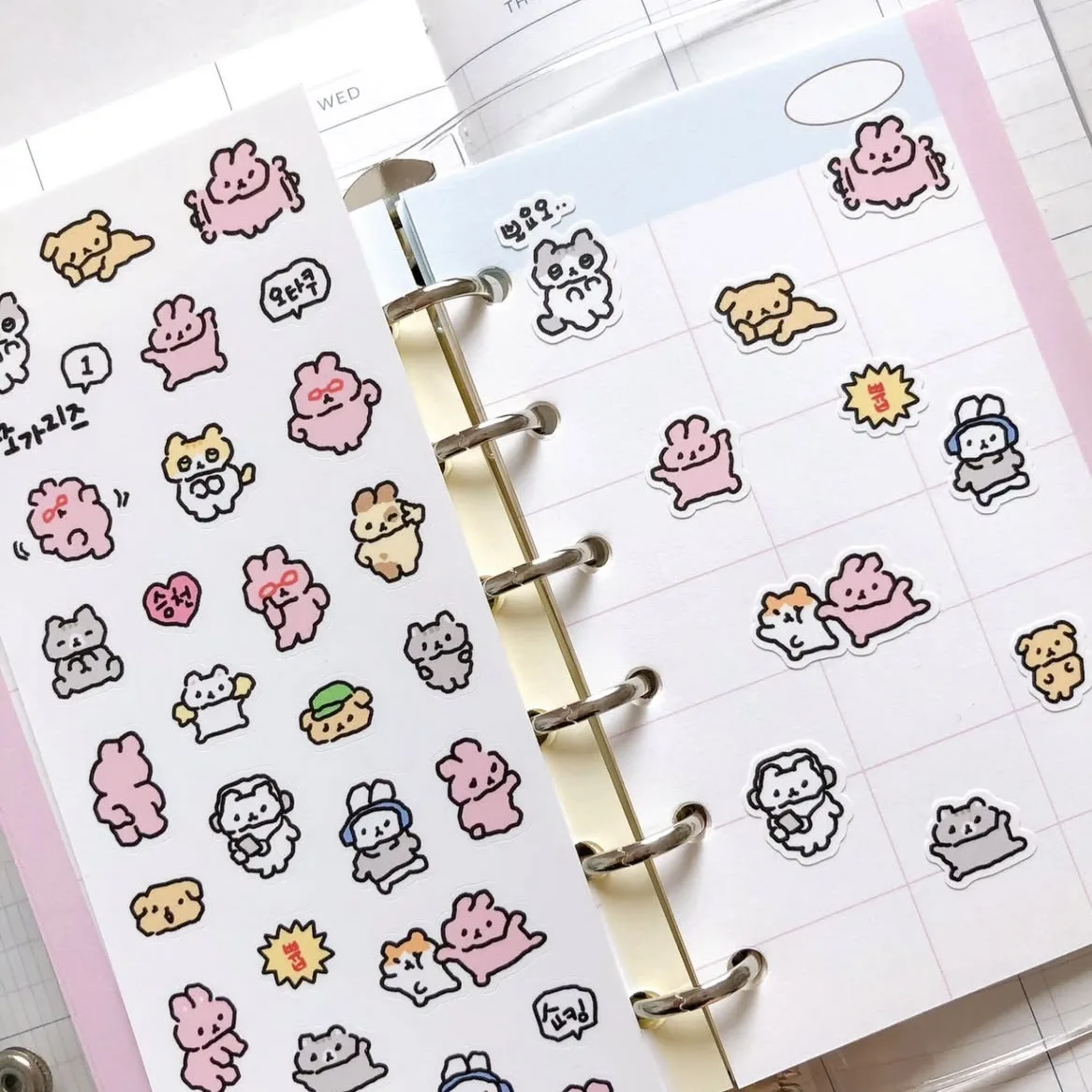 Cartoon Stickers Korean Cute Graffiti Style Rabbit Stickers Kawaii Cartoon Animal Stickers Hand Account Diary Scrapbook Stickers