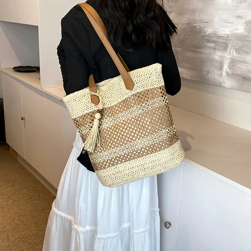 Summer Straw Bags for Women High Quality Rattan Shoulder Bag Travel Handmade Woven Beach Handbags Female Large Capacity Totes