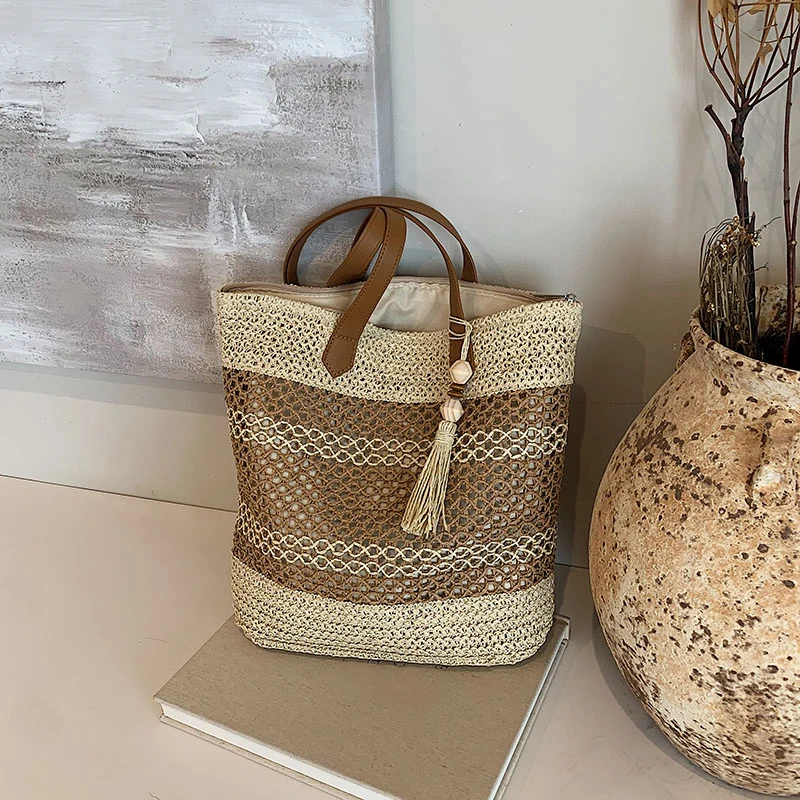 Summer Straw Bags for Women High Quality Rattan Shoulder Bag Travel Handmade Woven Beach Handbags Female Large Capacity Totes