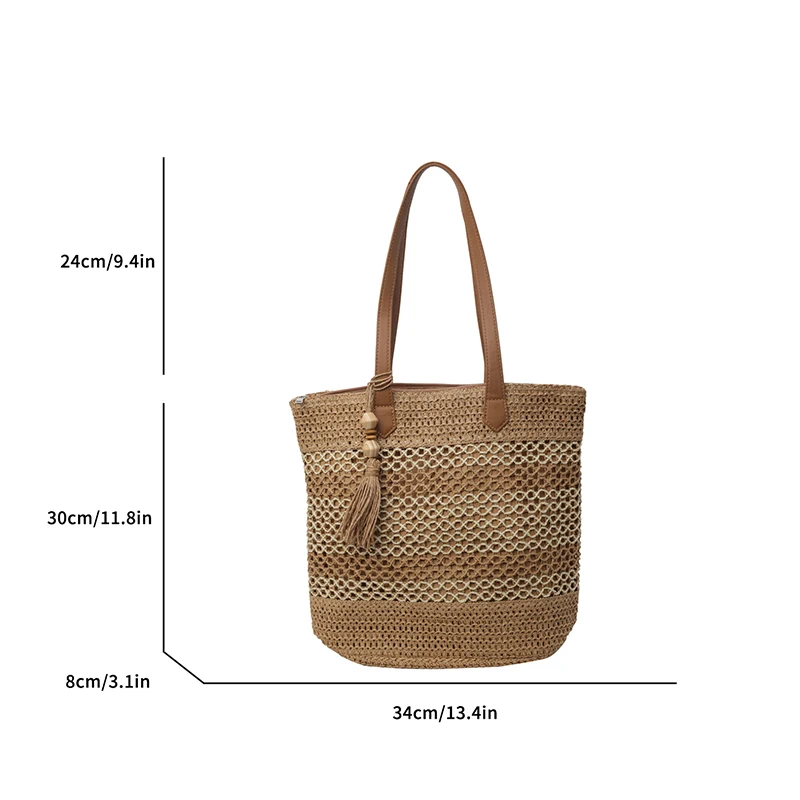 Summer Straw Bags for Women High Quality Rattan Shoulder Bag Travel Handmade Woven Beach Handbags Female Large Capacity Totes