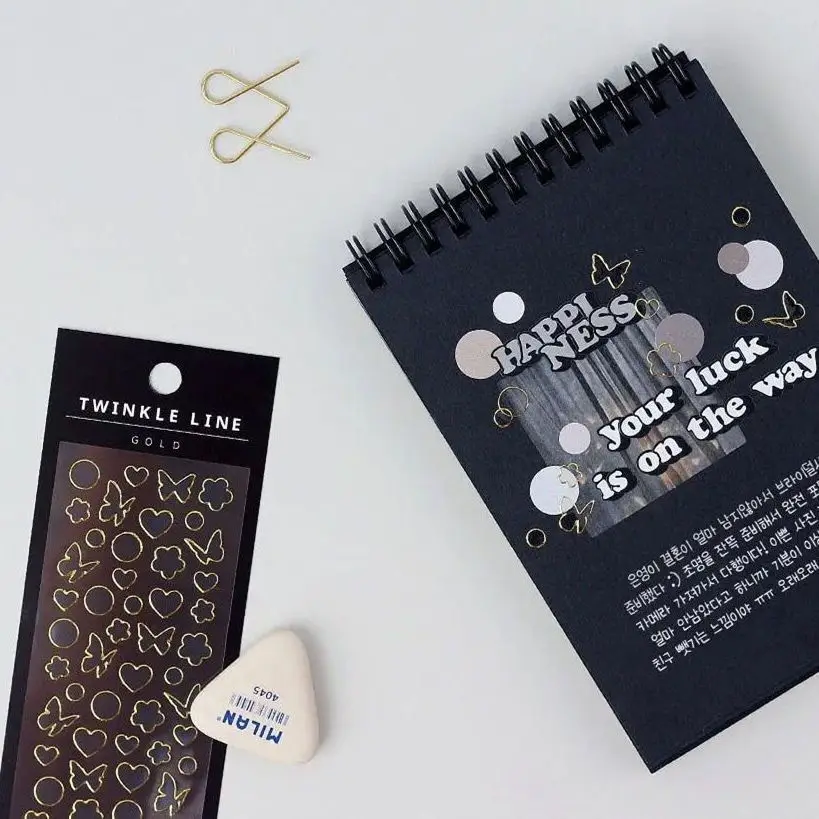 Korean hot stamping Silver Star butterfly stickers girl hand account diary card photo phone case planner DIY decorative sticker
