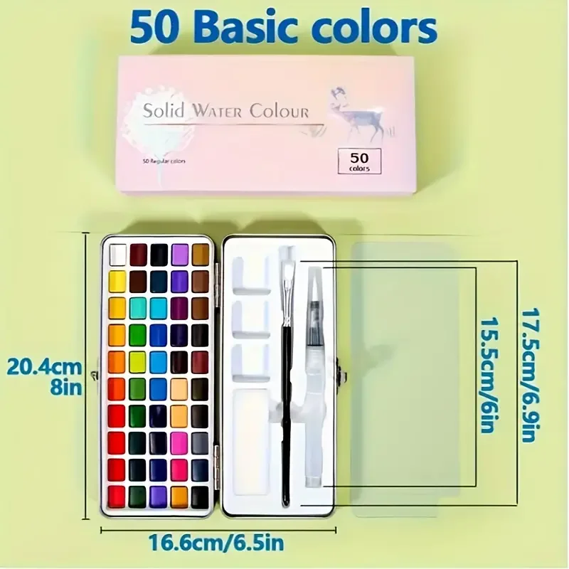 Deluxe 50/100/168-Color Watercolor Paint Set with Brushes & Pencils - Washable, Vibrant Art Supplies for Adults