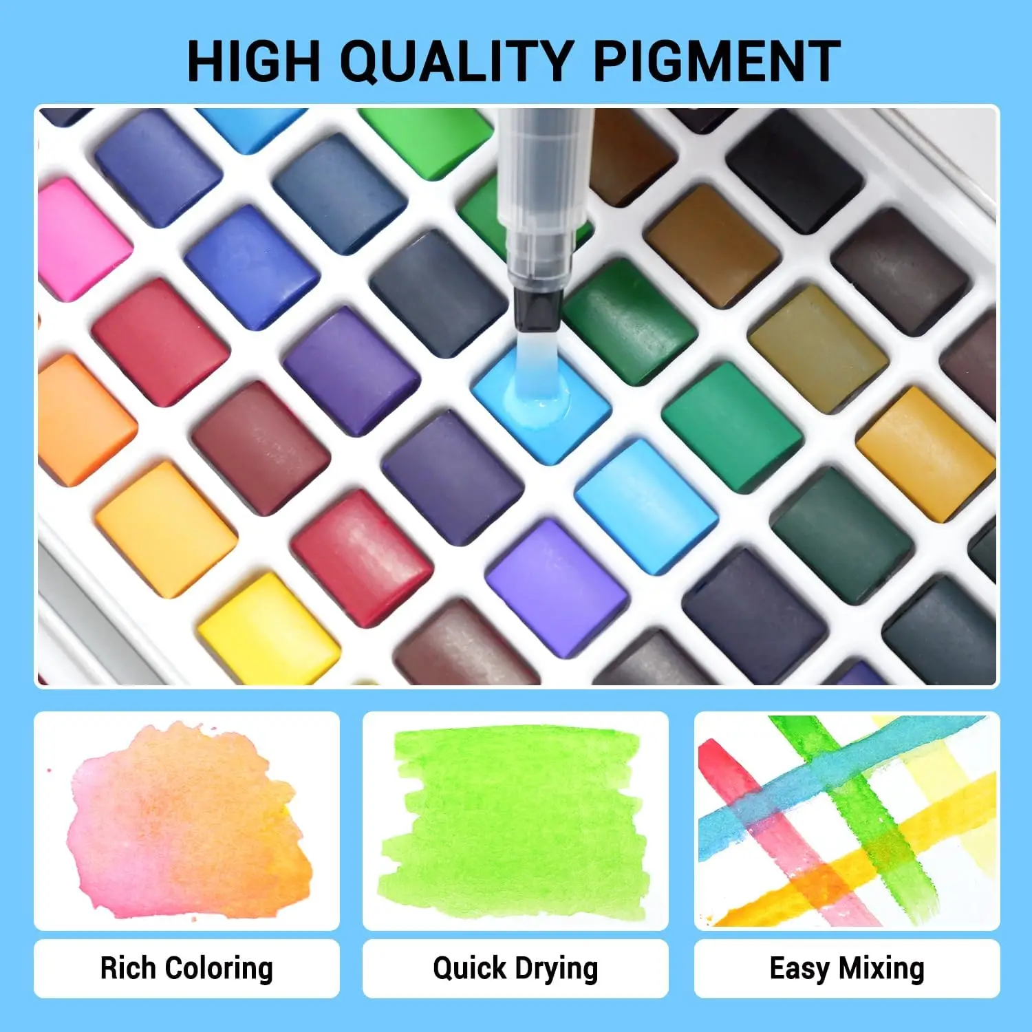 Deluxe 50/100/168-Color Watercolor Paint Set with Brushes & Pencils - Washable, Vibrant Art Supplies for Adults