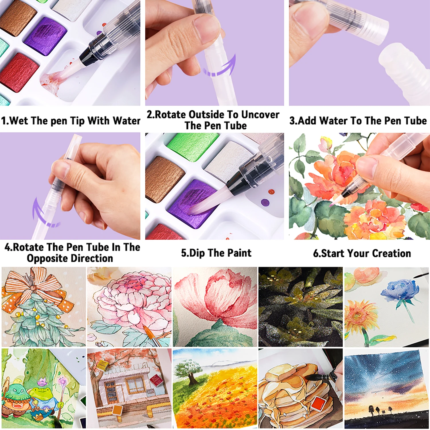 Deluxe 50/100/168-Color Watercolor Paint Set with Brushes & Pencils - Washable, Vibrant Art Supplies for Adults