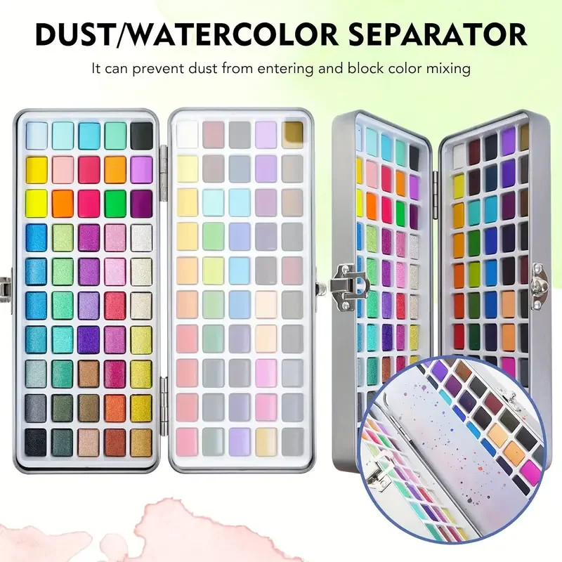 Deluxe 50/100/168-Color Watercolor Paint Set with Brushes & Pencils - Washable, Vibrant Art Supplies for Adults