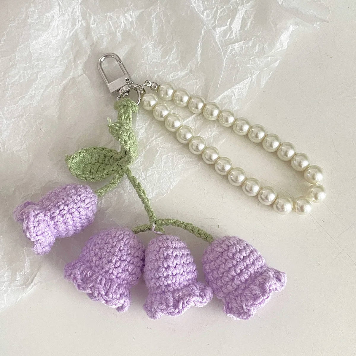 Bag Pendants Creative Cute Pearl Knitted Orchid Flower Fashionable Versatile Bag Accessories Sweet Multifunctional Keychains