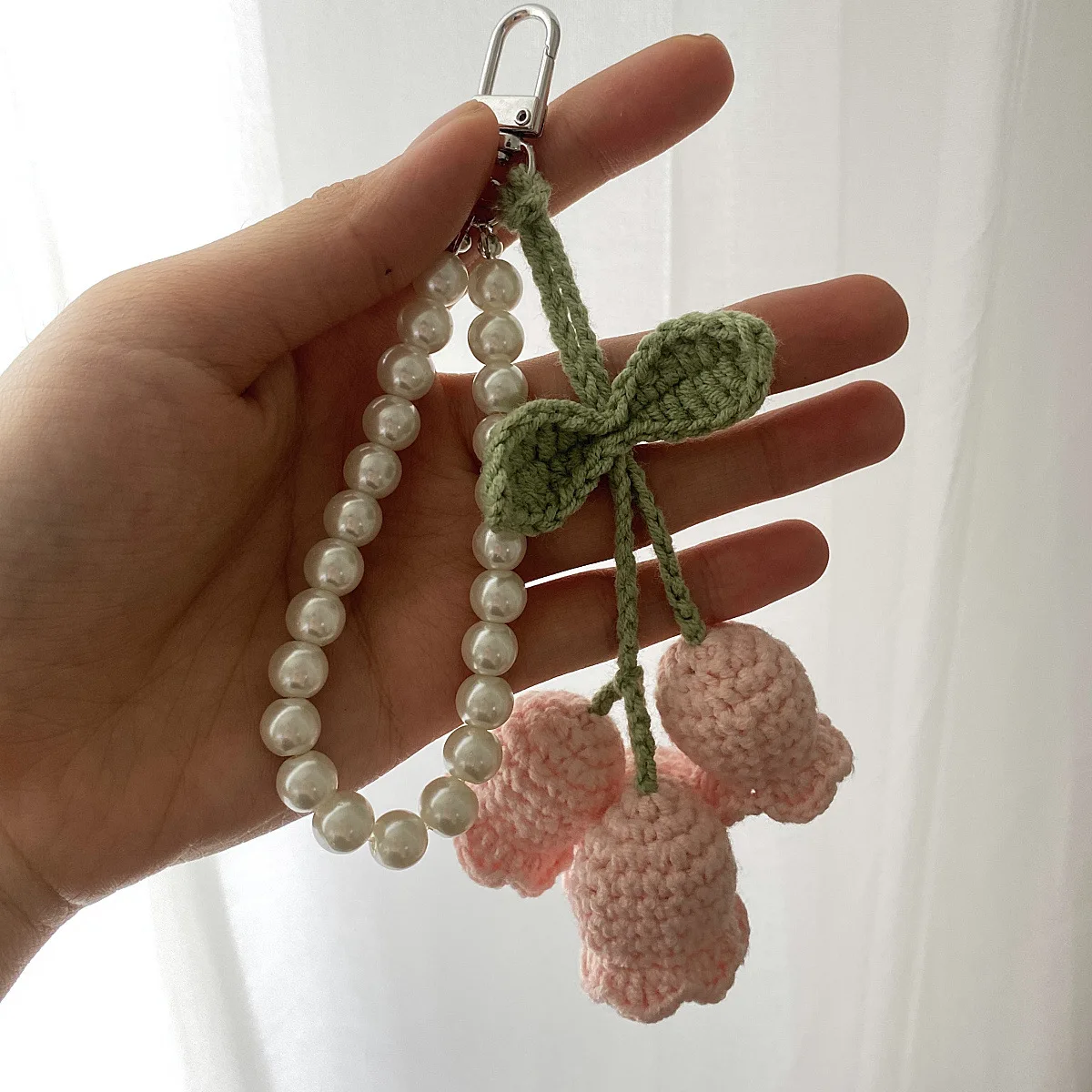 Bag Pendants Creative Cute Pearl Knitted Orchid Flower Fashionable Versatile Bag Accessories Sweet Multifunctional Keychains