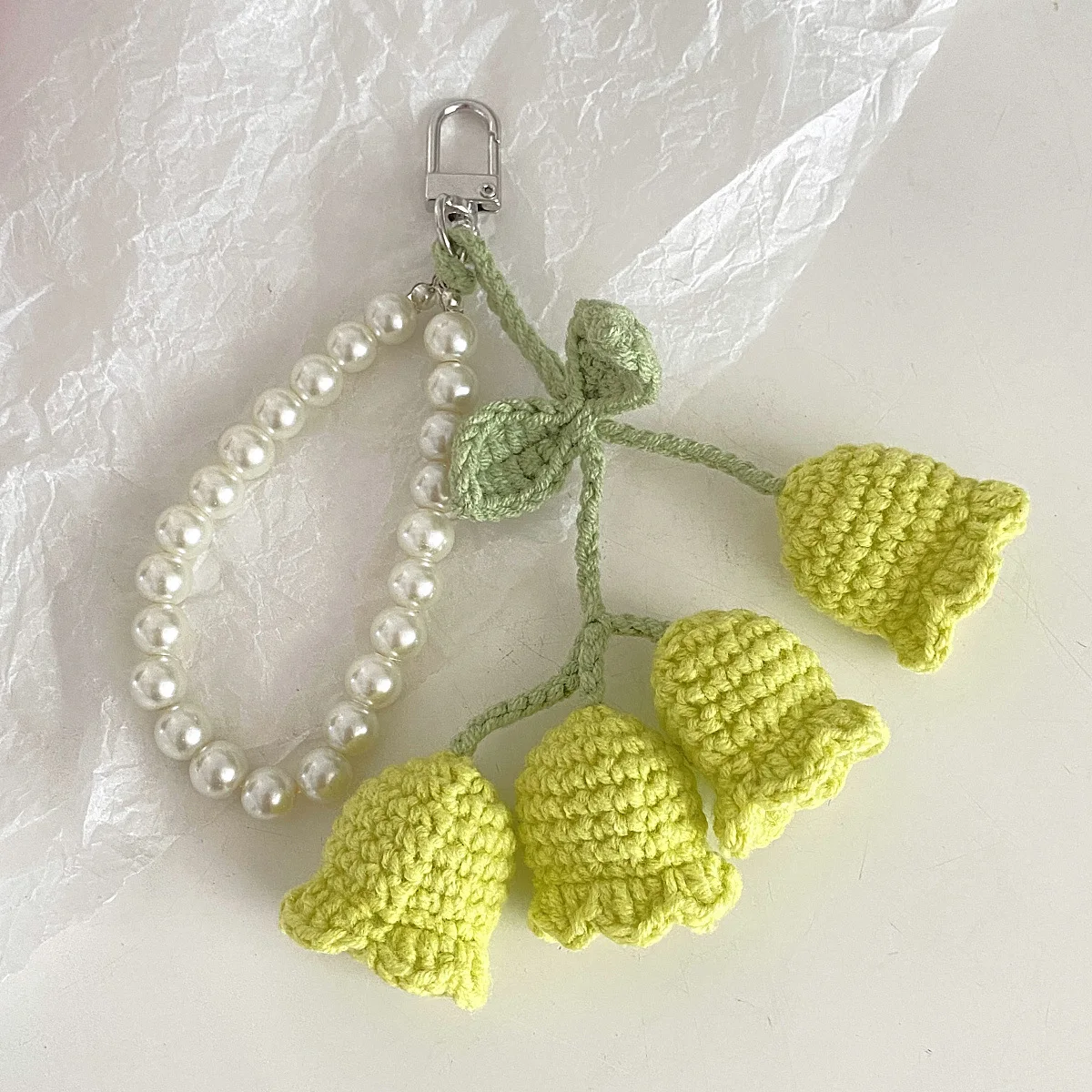 Bag Pendants Creative Cute Pearl Knitted Orchid Flower Fashionable Versatile Bag Accessories Sweet Multifunctional Keychains