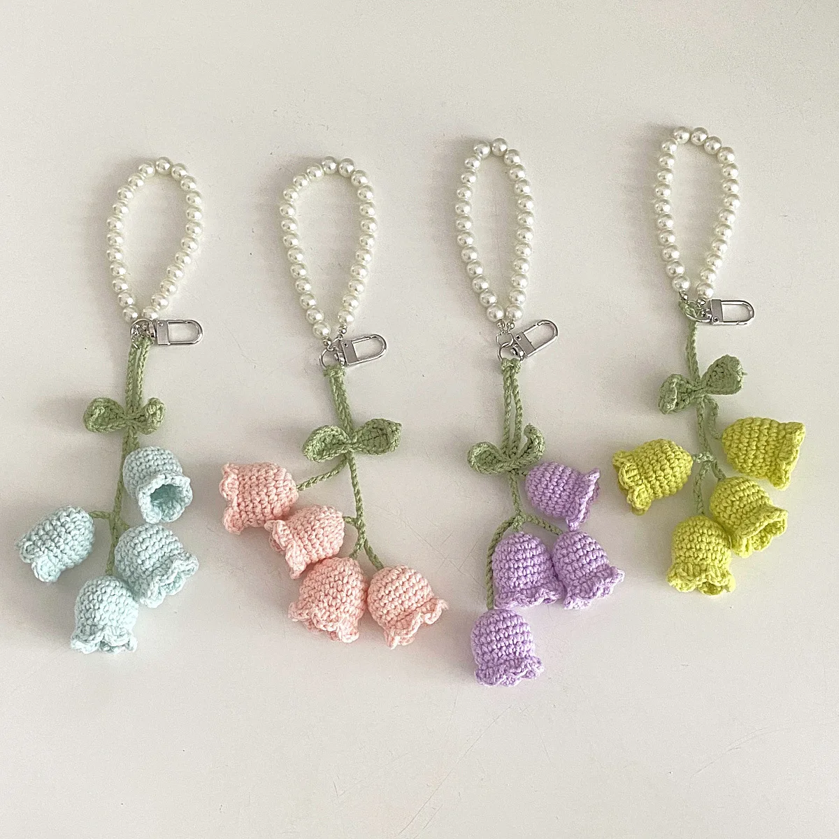 Bag Pendants Creative Cute Pearl Knitted Orchid Flower Fashionable Versatile Bag Accessories Sweet Multifunctional Keychains