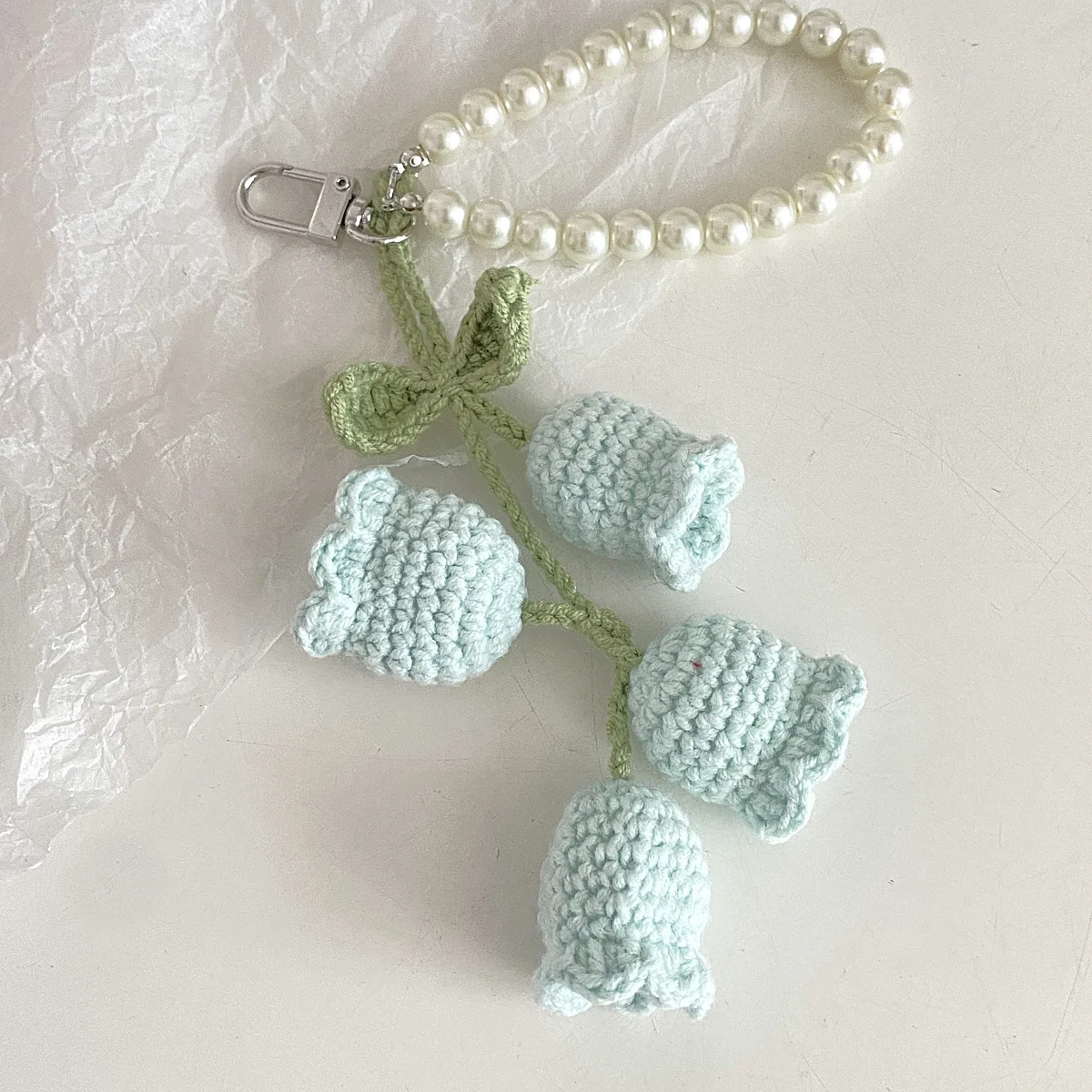 Bag Pendants Creative Cute Pearl Knitted Orchid Flower Fashionable Versatile Bag Accessories Sweet Multifunctional Keychains