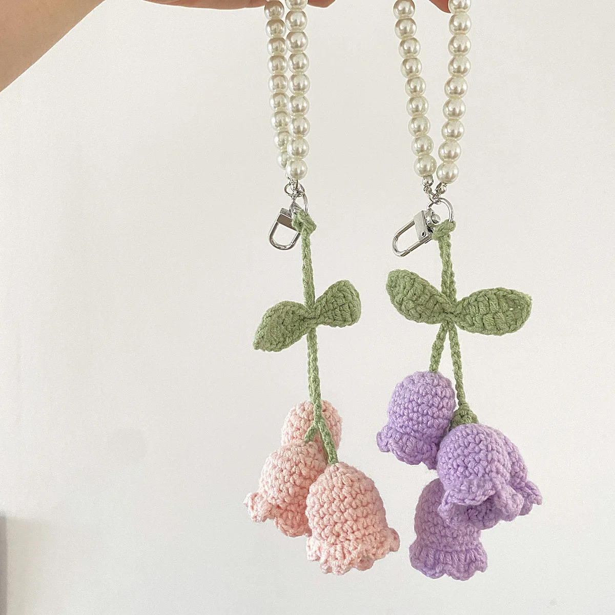 Bag Pendants Creative Cute Pearl Knitted Orchid Flower Fashionable Versatile Bag Accessories Sweet Multifunctional Keychains