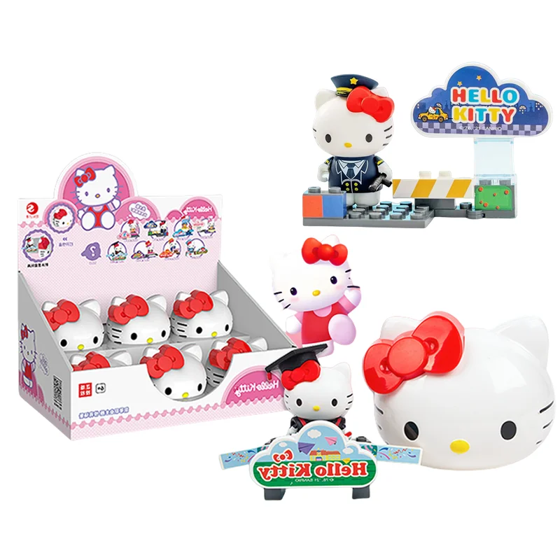 Sanrio Hello Kitty Anime Action Figure Peripheral Models Statue Assembling Toys Desktop Ornament Blind Boxs Birthday Gifts