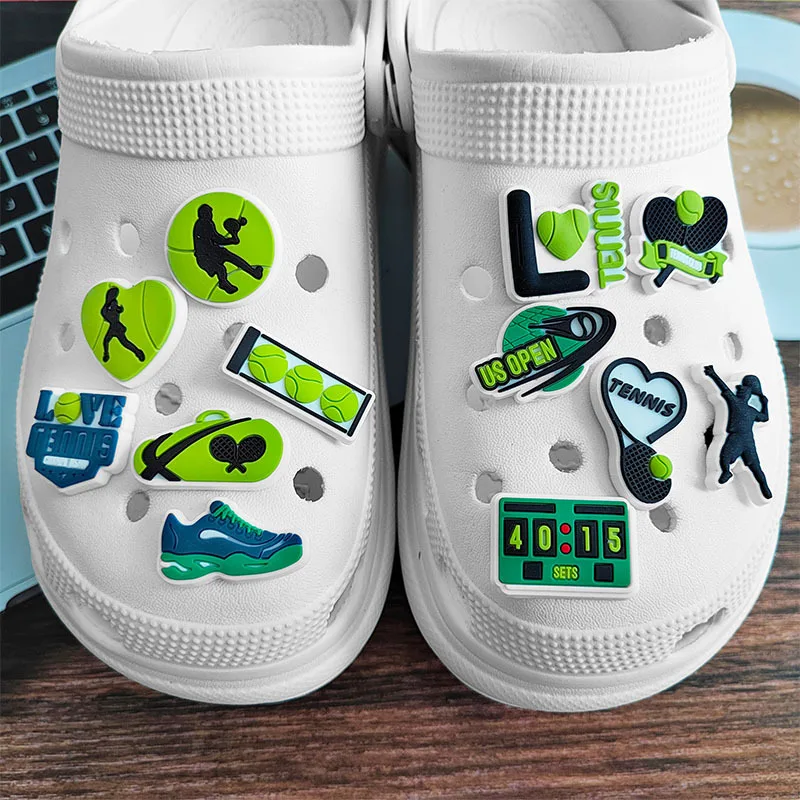 2pcs PVC tennis series ball loving detachable shoe buckle charm accessories decorations for sandals sneaker clog wristbands funs