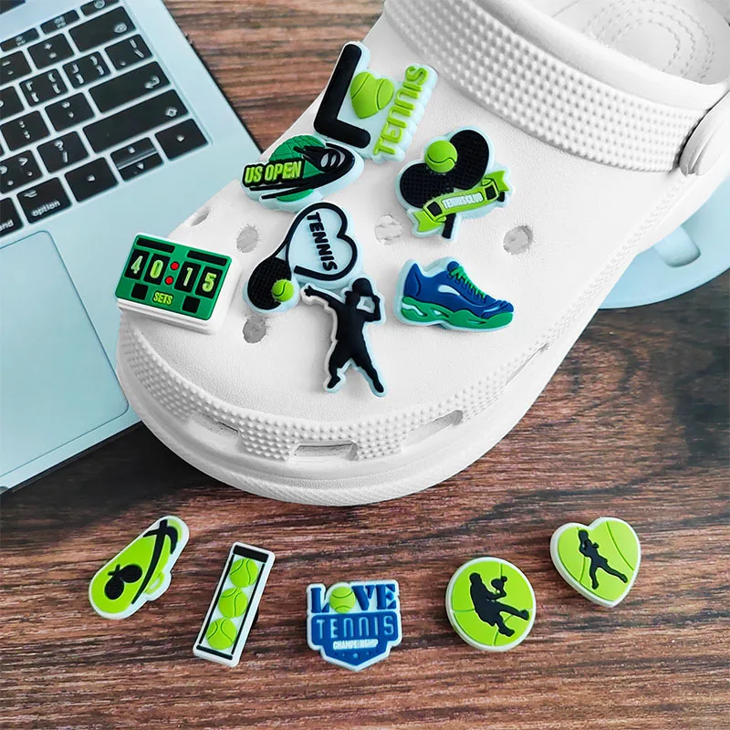2pcs PVC tennis series ball loving detachable shoe buckle charm accessories decorations for sandals sneaker clog wristbands funs