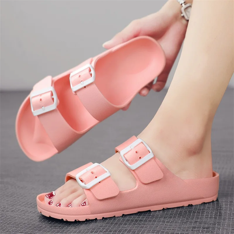 Summer Adjustable Soft Slippers for Men EVA Flat Cloud Slides Lightweight Non-slip Solid Color Beach Man Sandals Plus Size