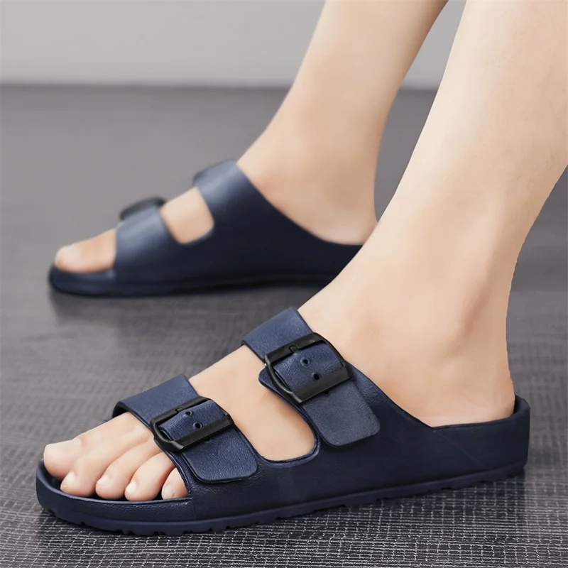 Summer Adjustable Soft Slippers for Men EVA Flat Cloud Slides Lightweight Non-slip Solid Color Beach Man Sandals Plus Size