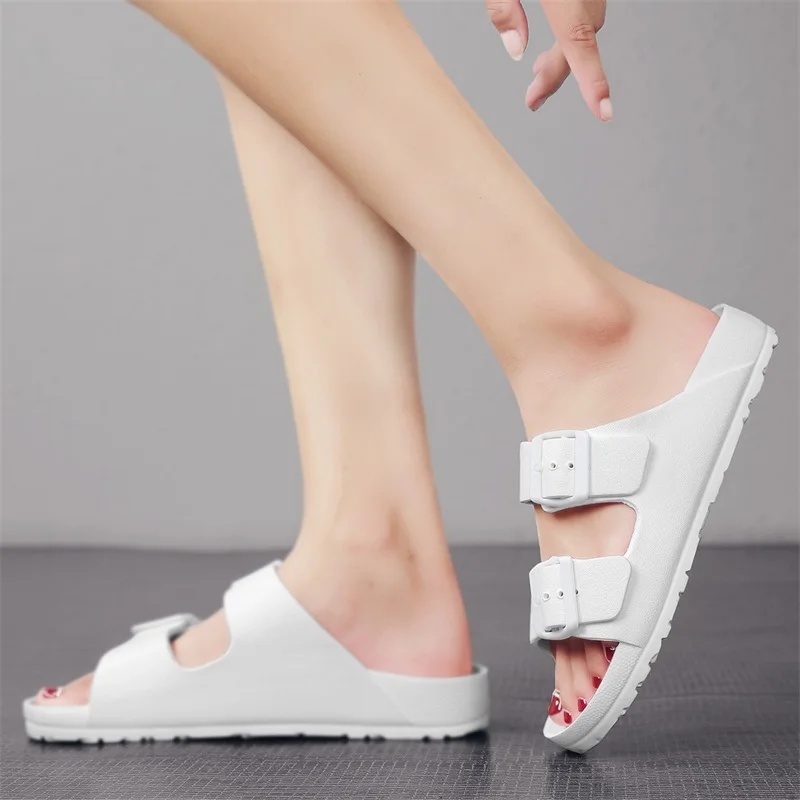 Summer Adjustable Soft Slippers for Men EVA Flat Cloud Slides Lightweight Non-slip Solid Color Beach Man Sandals Plus Size