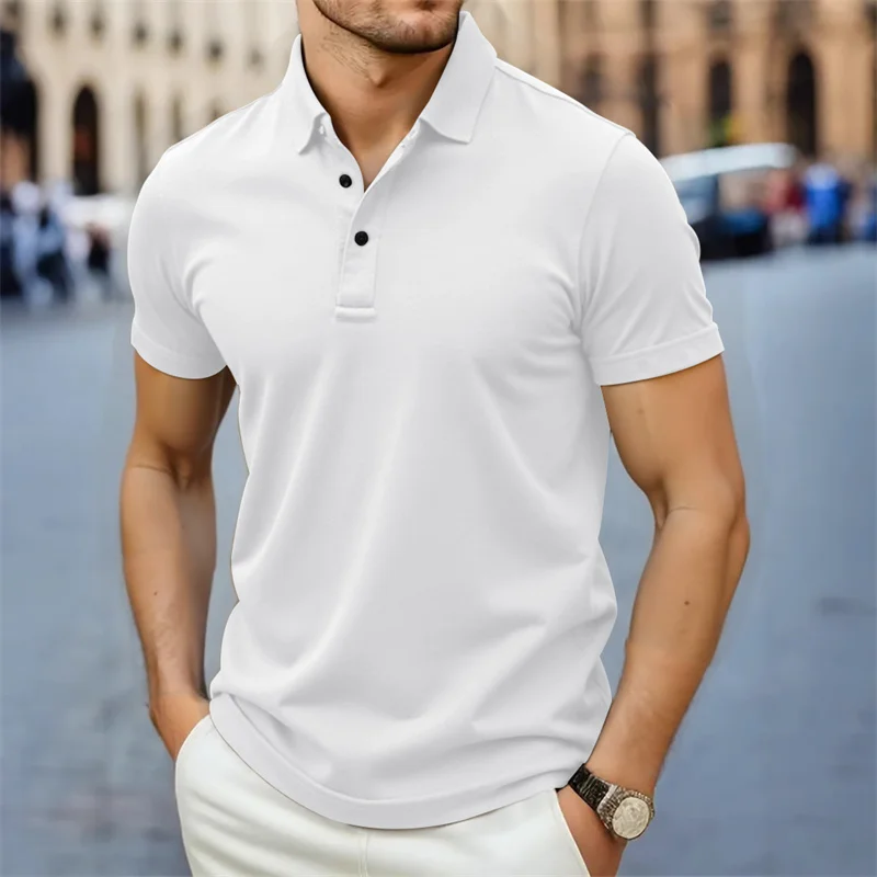 2026 New Men's Casual and Fashionable Simple Collared Short Sleeved Polo Shirt Summer Comfortable Breathable and Versatile Top
