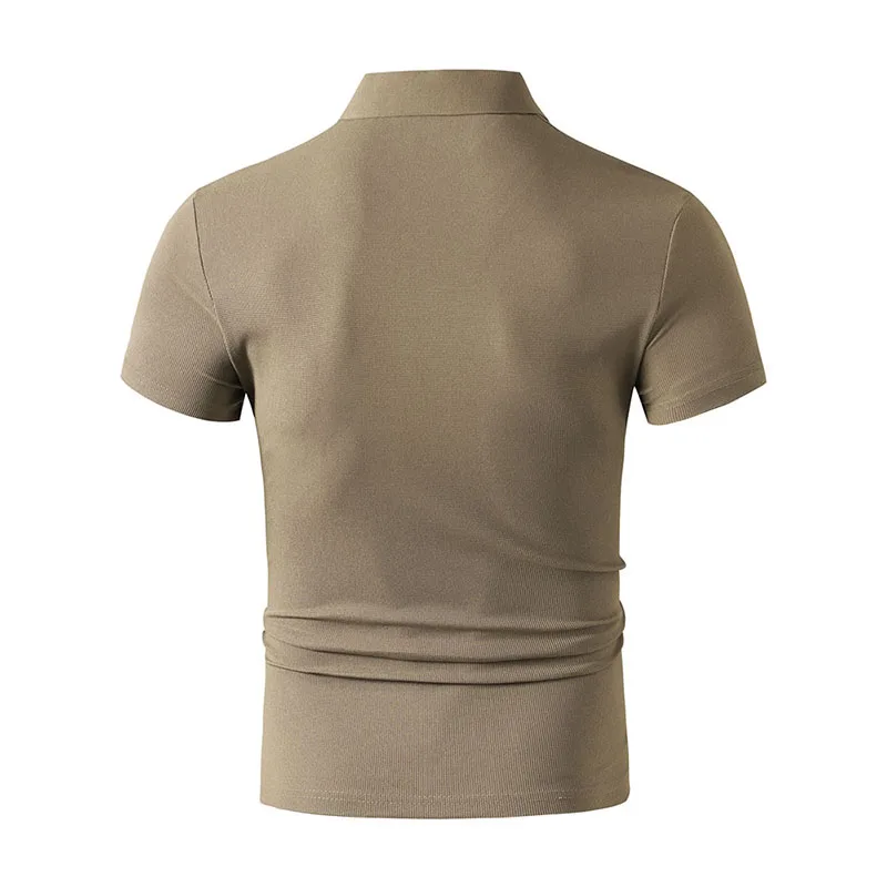 2026 New Men's Casual and Fashionable Simple Collared Short Sleeved Polo Shirt Summer Comfortable Breathable and Versatile Top