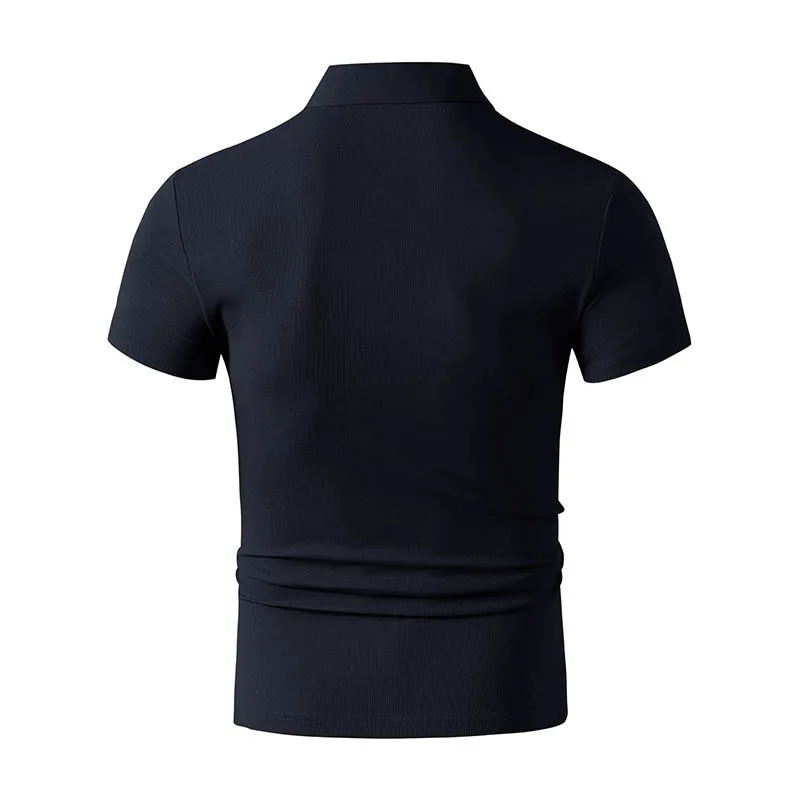 2026 New Men's Casual and Fashionable Simple Collared Short Sleeved Polo Shirt Summer Comfortable Breathable and Versatile Top